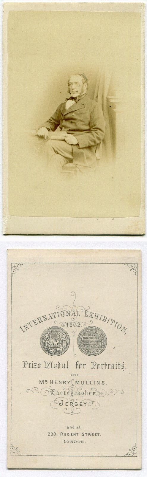 MAN POSED AT TABLE W/BOOKS. CDV. LONDON, ENGLAND.