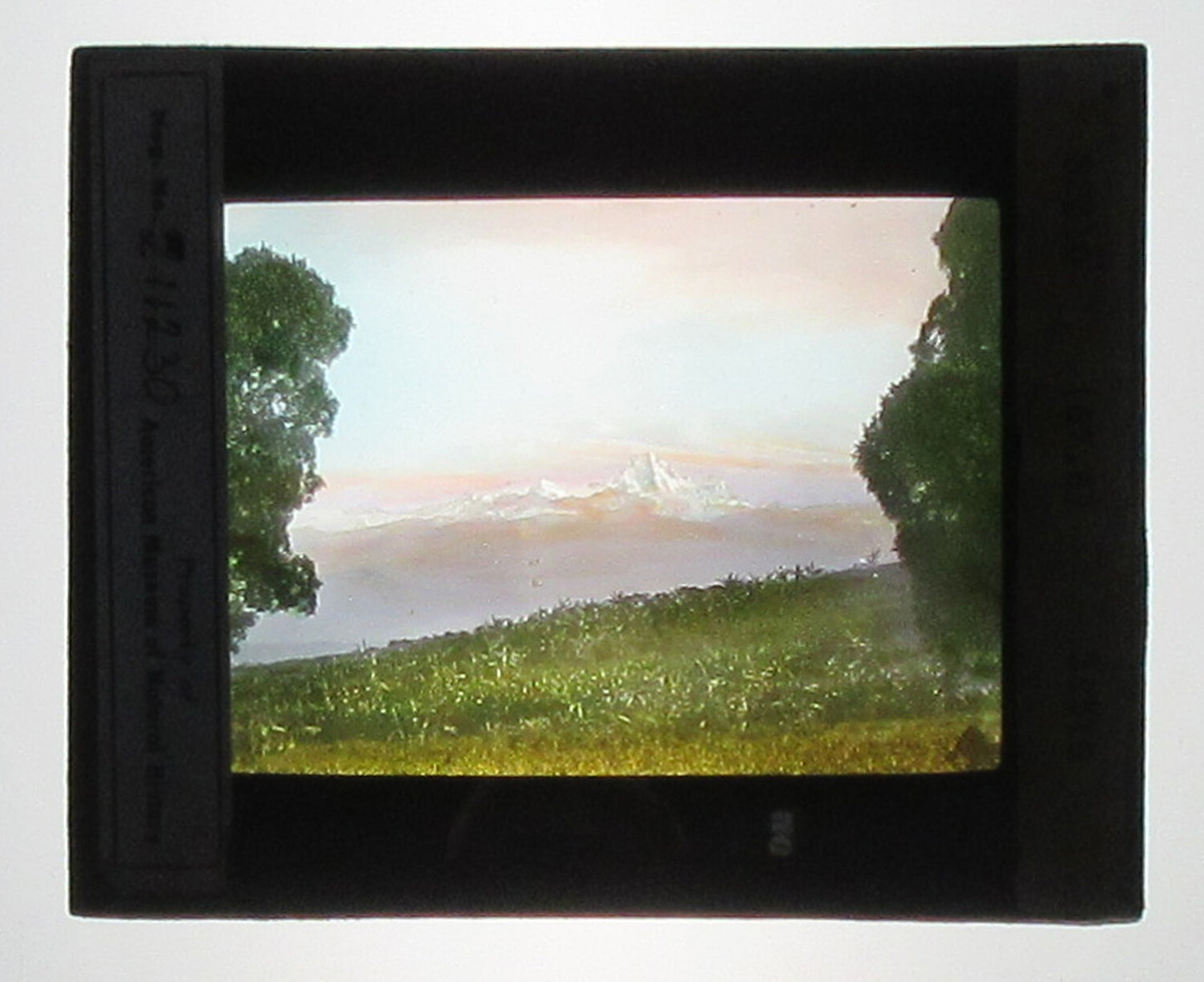 Vintage Hand-Colored Photo on Glass Lantern Slide - Mt Kenya, Kenya - 3.25x4 in - Tint, Wear
