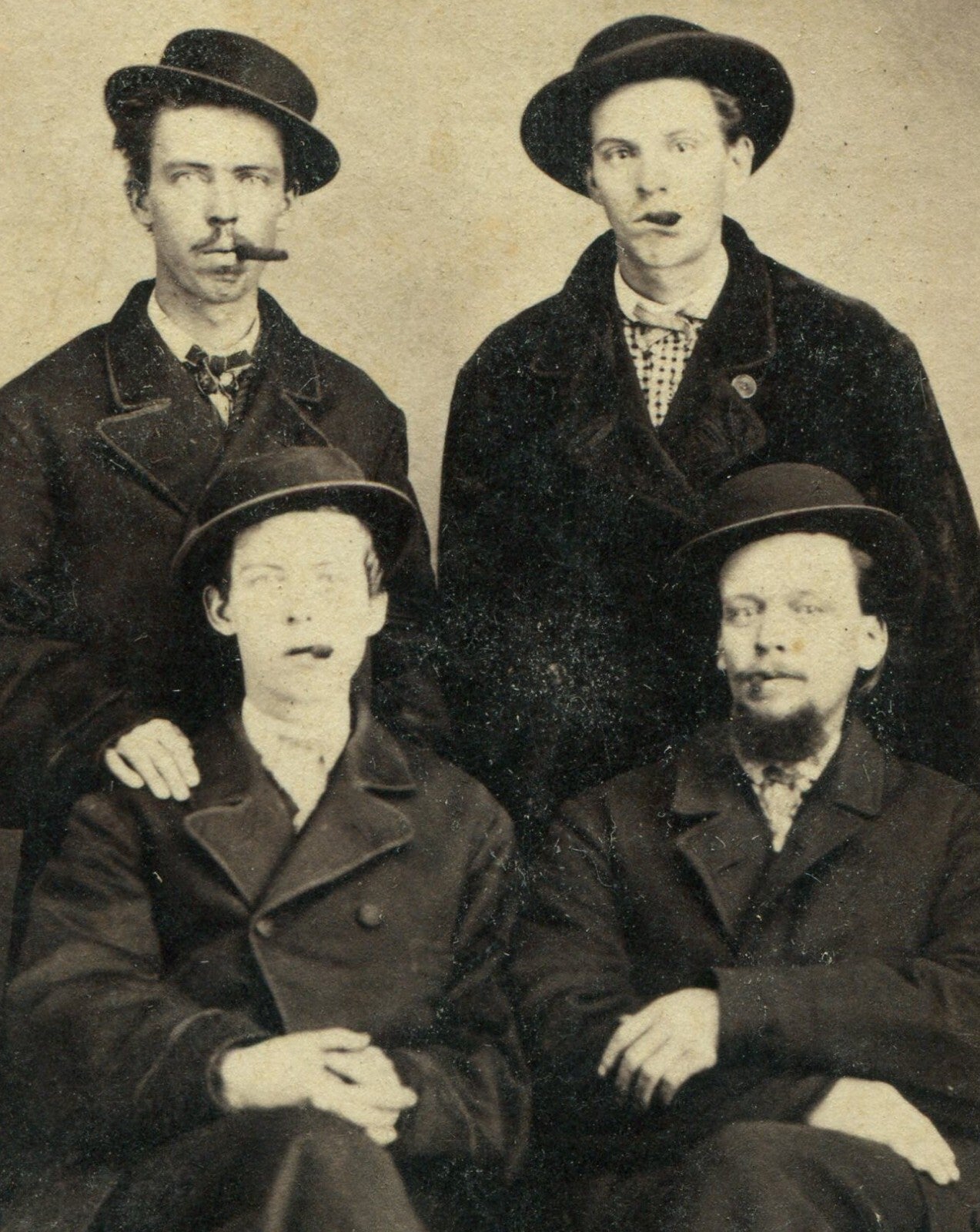 MEN IN HATS, SMOKING CIGARS. CDV.