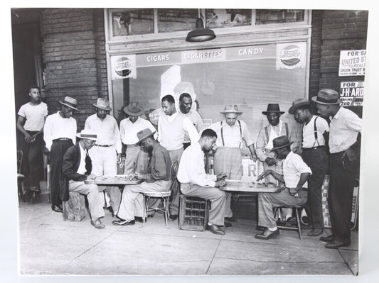 11x14 AFRICAN-AMERICAN MEN PLAYING CHECKERS BY TEENIE HARRIS