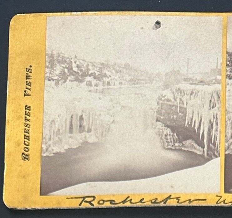 Vintage StereoView Card: ���Rochester NY Lower Falls ��� 3.5x7in