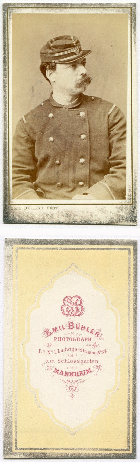 MAN IN MILITARY UNIFORM, AND W/THICK MUSTACHE. CDV. GERMANY.