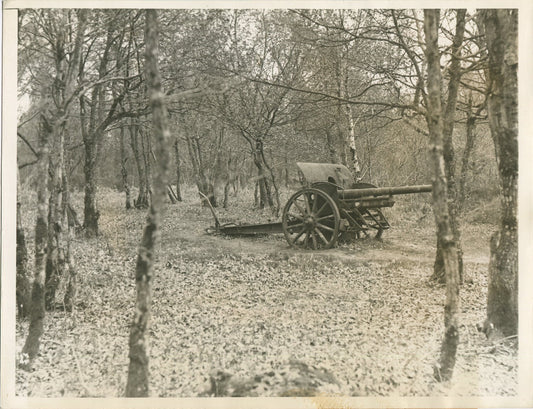 ABANDONED ARTILLERY AFTER AMERICAN BOUNDING. WWII. (8X10 REPRINT)