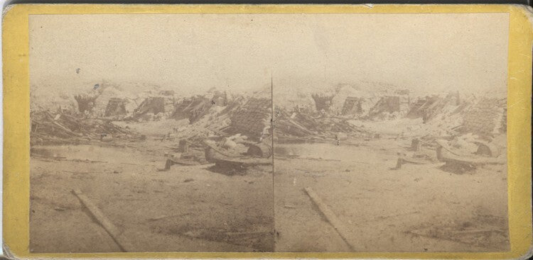 1860 CIVIL WAR STEREOVIEW OF FORT WAGNER - MORRIS ISLAND, SC