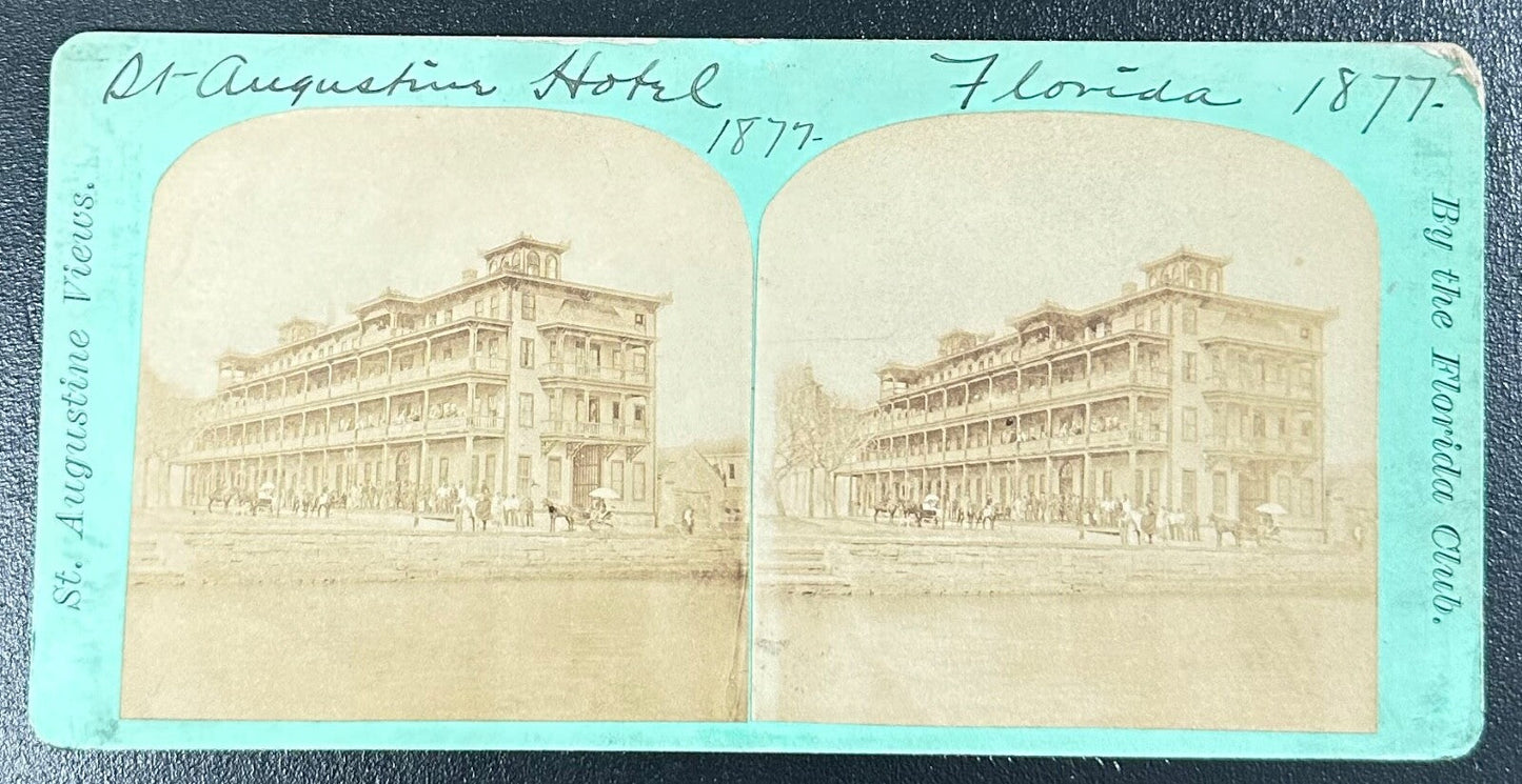 Vintage Saint Augustine Hotel Florida Stereoview Card - 3.5x7 Travel Photo, Collectible Florida Historic Decor