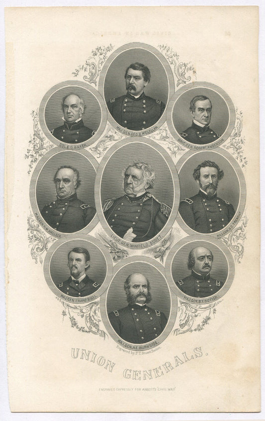 UNION GENERALS. LITHOGRAPH 9.25X5.25 INCHES.