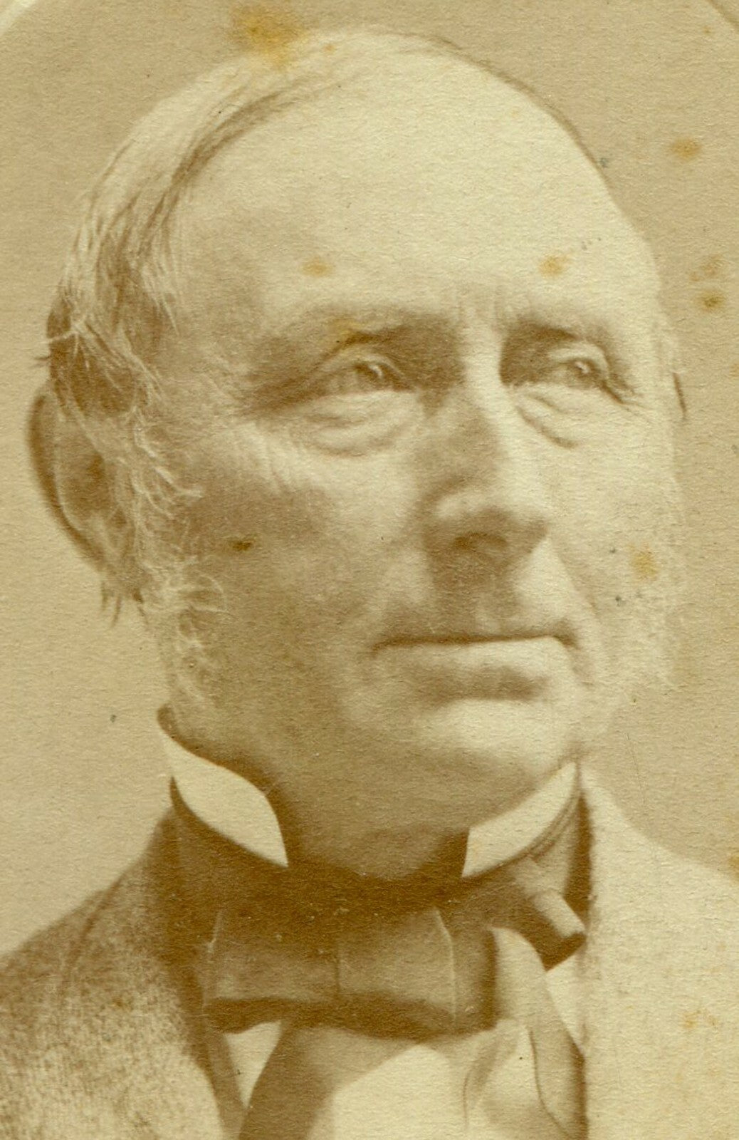 Vintage CDV Photo Man with Bags Under Eyes Big Bow Tie Salem MA