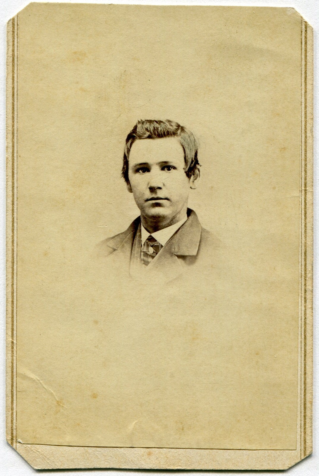 PUDDY FACED YOUNG MAN, THICK HAIR. CDV. TROY, N.Y.