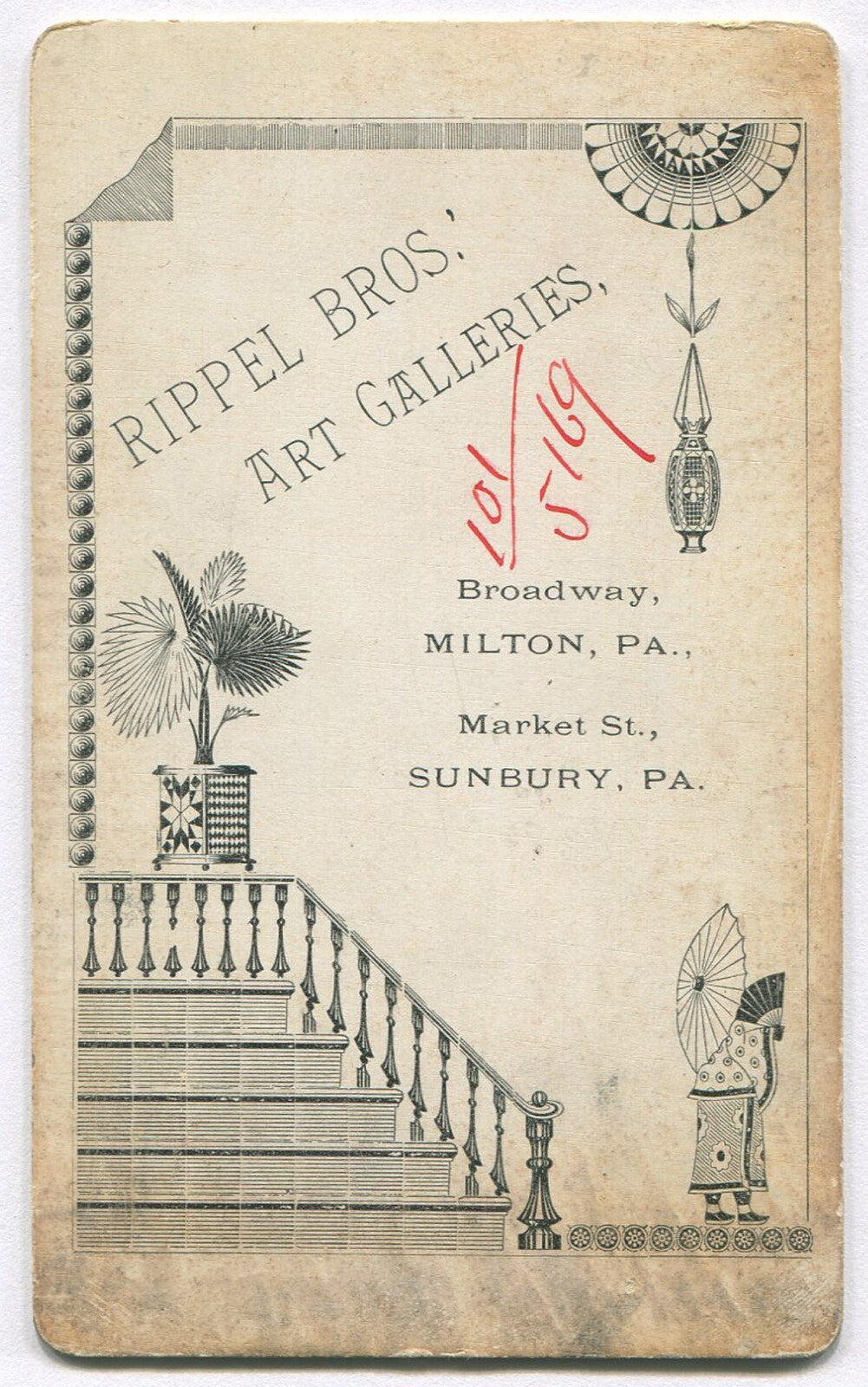 MAN WITH WAX TIPPED MUSTACHE. CDV. SUNBURY, PA.