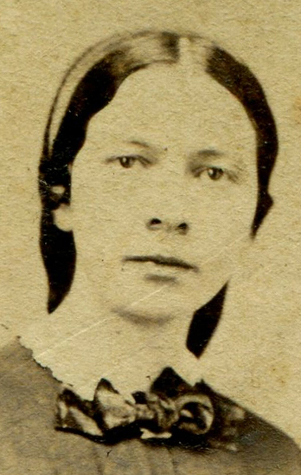 CIVIL WAR ERA TAX STAMP, CDV. YOUNG WOMAN, FURROWED BROW. PIQUA, OHIO.
