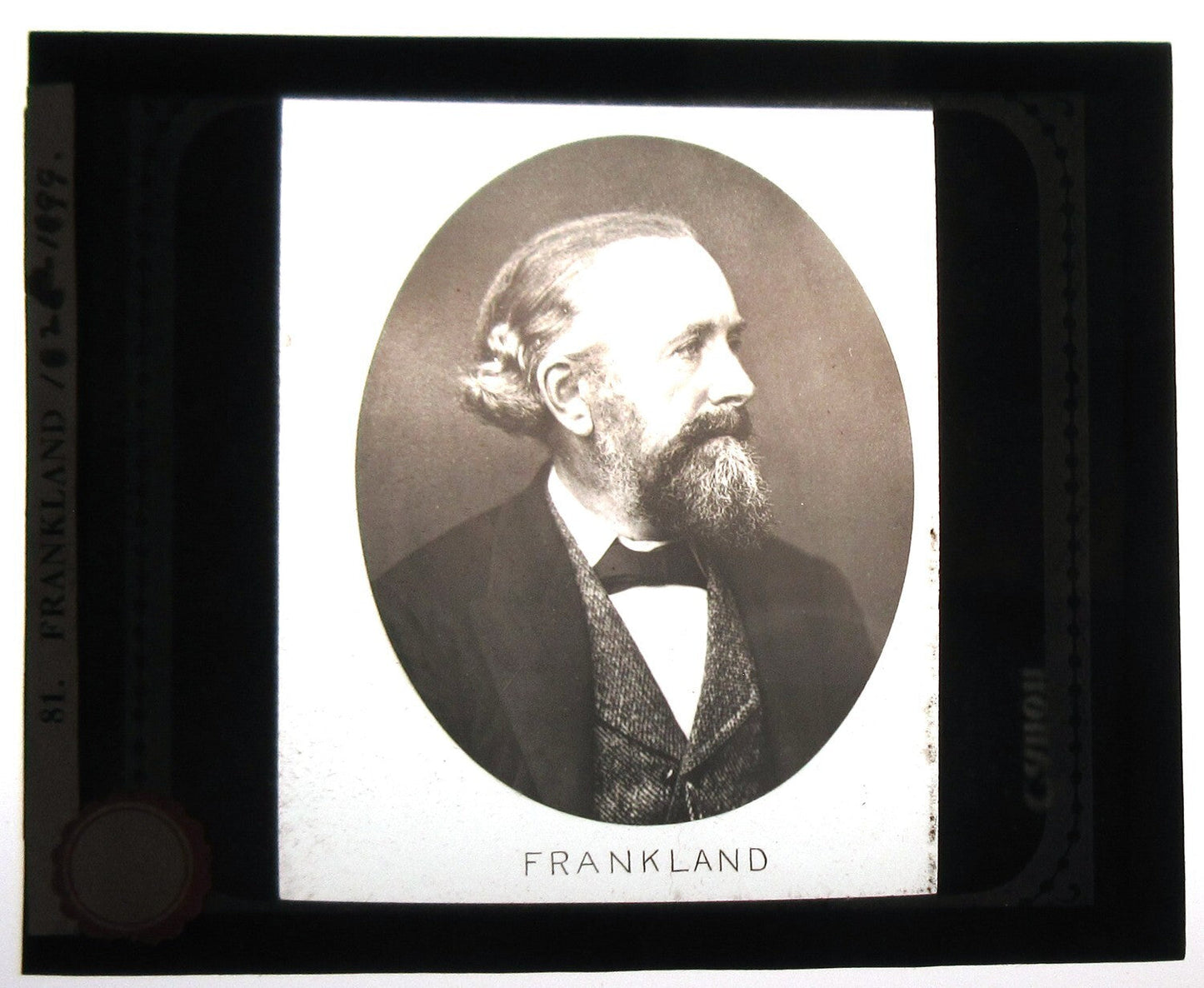 Vintage Mr. Frankland Portrait - Photo on Glass Lantern Slide, Original, 3.25x3.5 in
