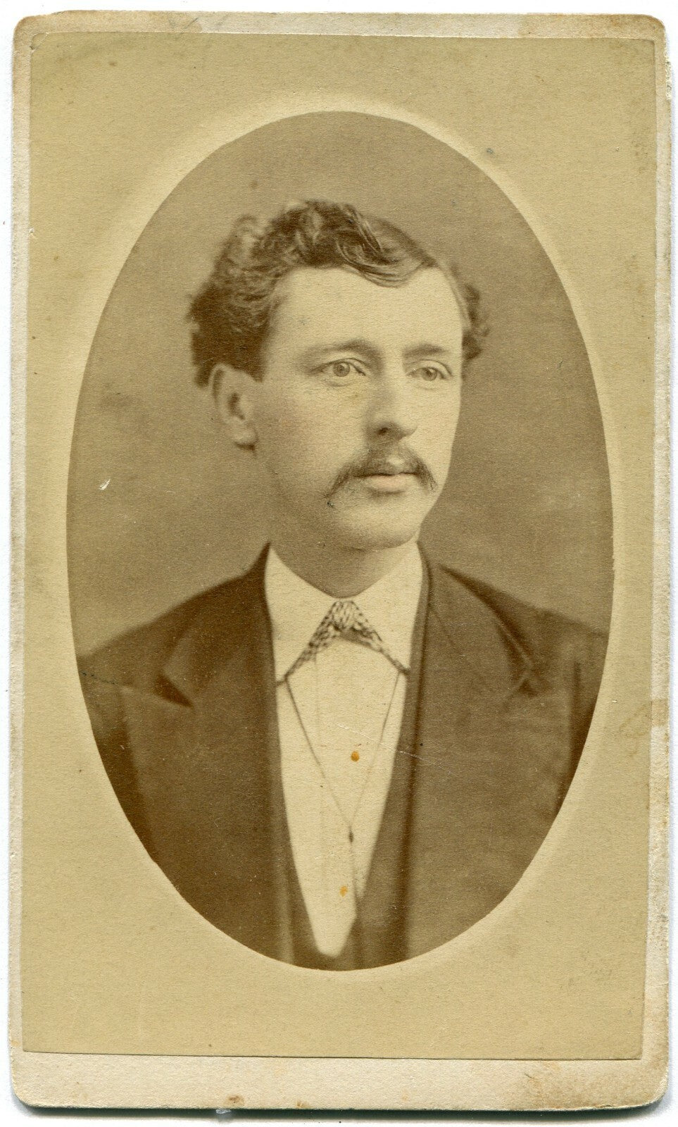 MAN W/WAVY HAIR AND MUSTACHE. CDV. PETERSBURG, VA.