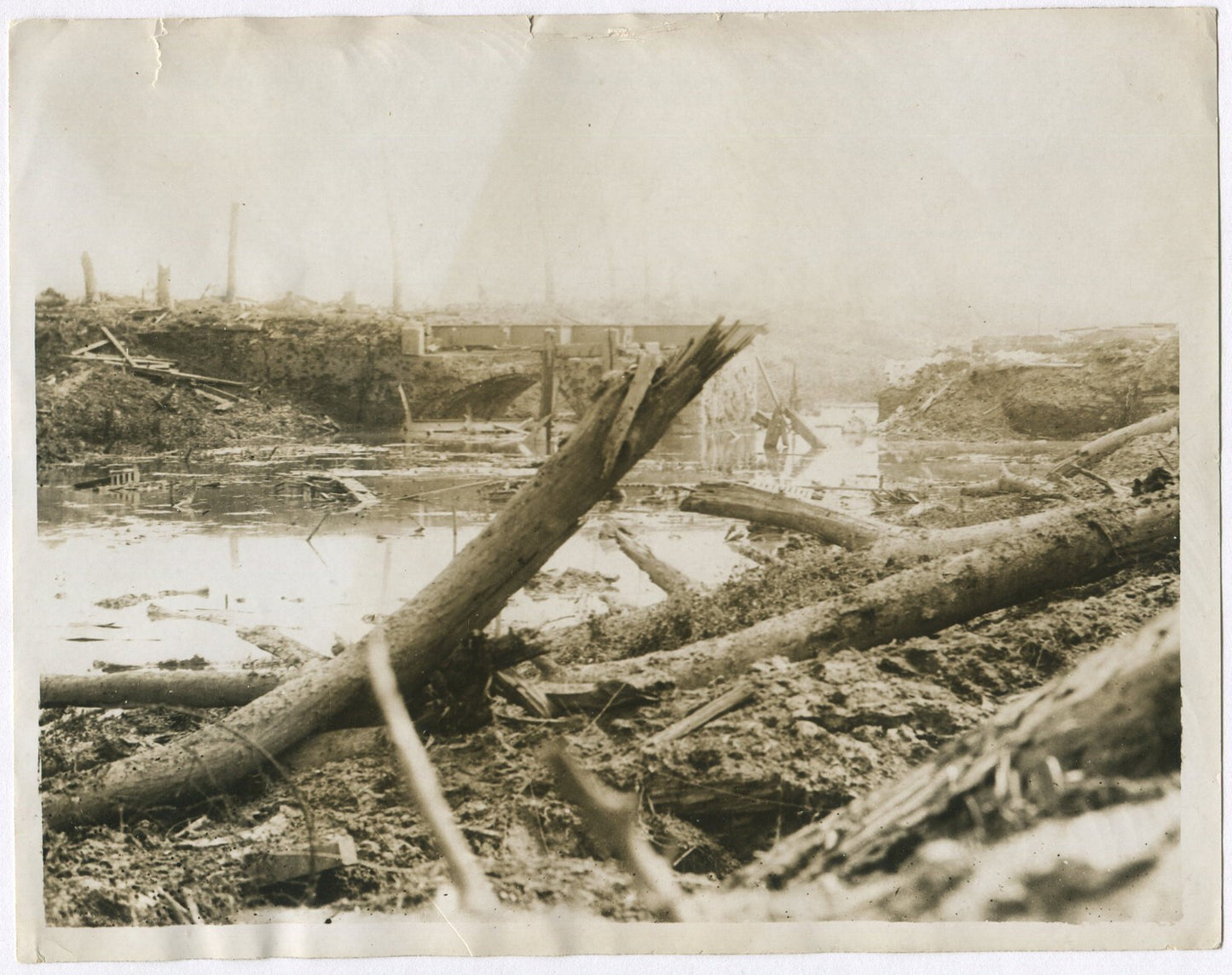 Vintage WWI Canal Scene near Boesinghe, Ypres, Belgium - 8x10 Archival Photo