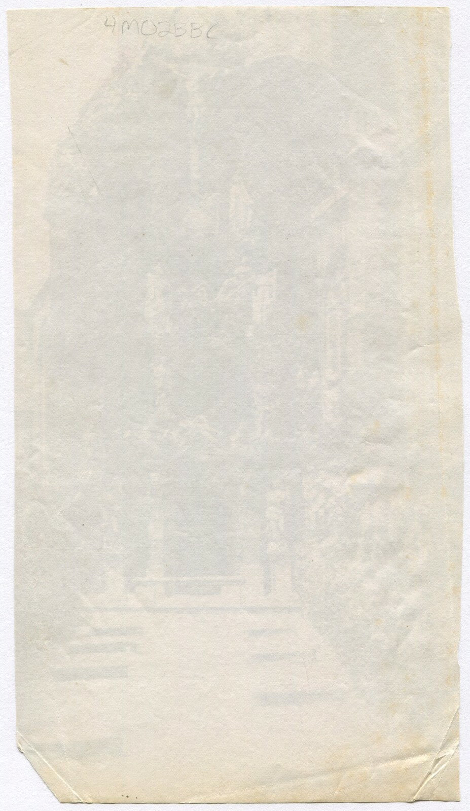 Vintage albumen photograph Church facade with sculpture figures, unmounted 4x7