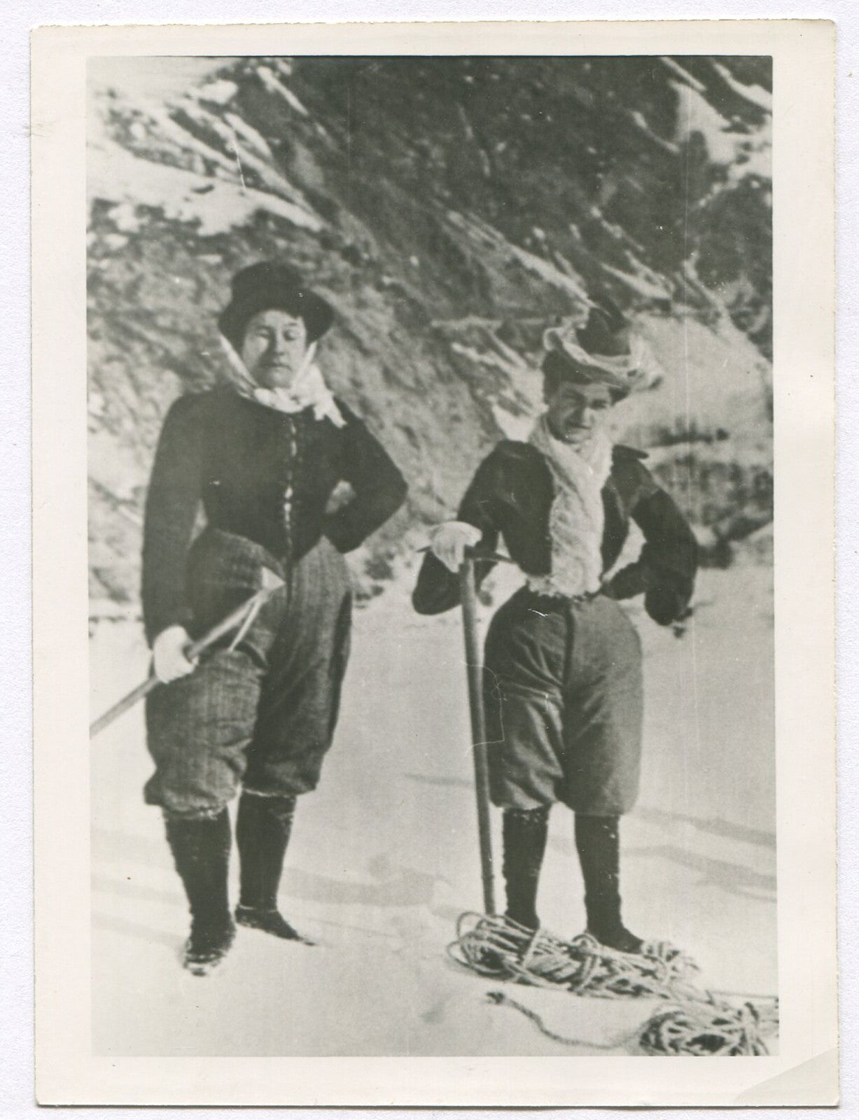 ACTORS IN COSTUME/CLIMBING GEAR. 4.5X3.5 B&W. 1940s.