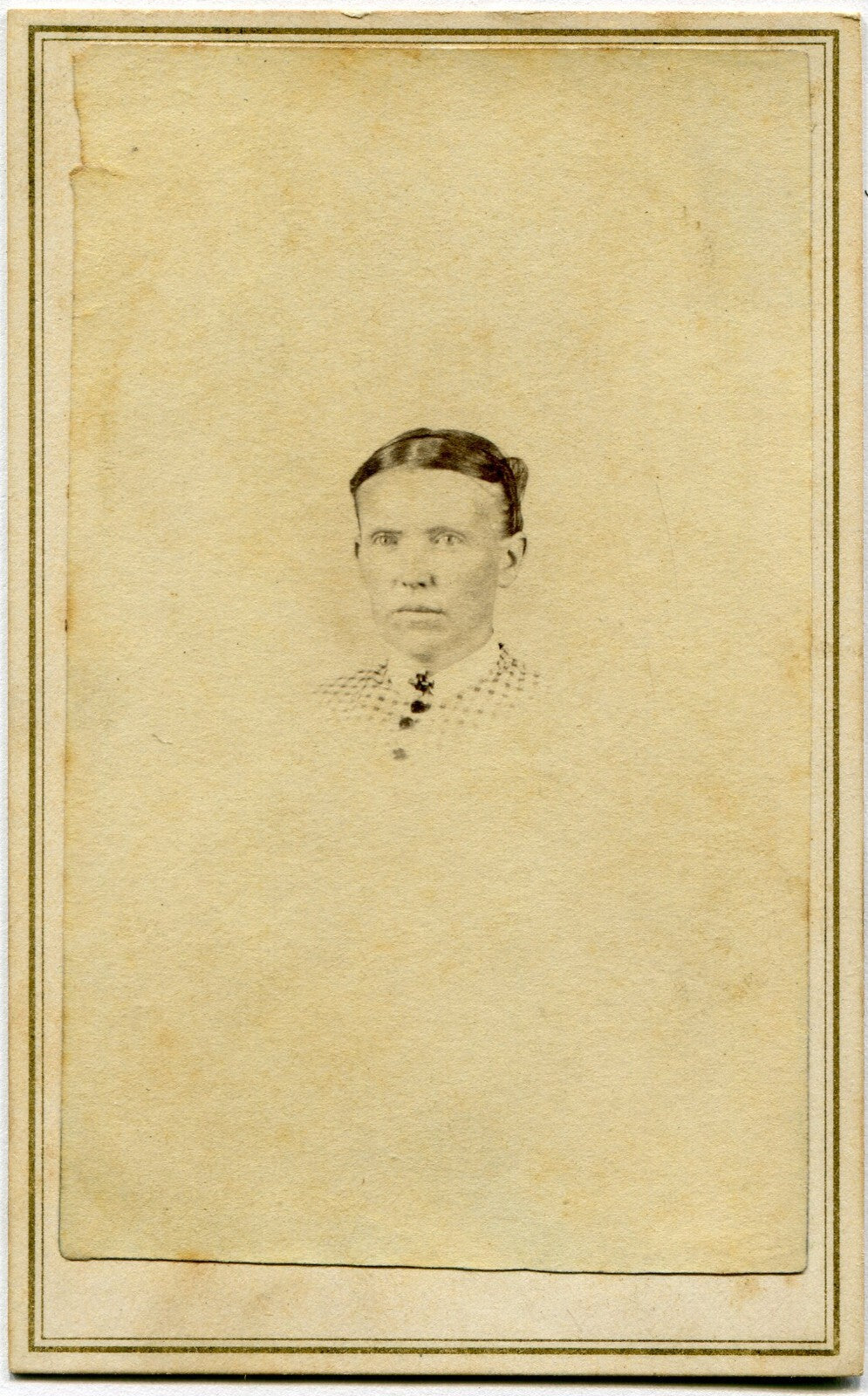 WOMAN W/ VERY UNFORTUNATE HAIRSTYLE. CDV. BLUFFTON, IND.