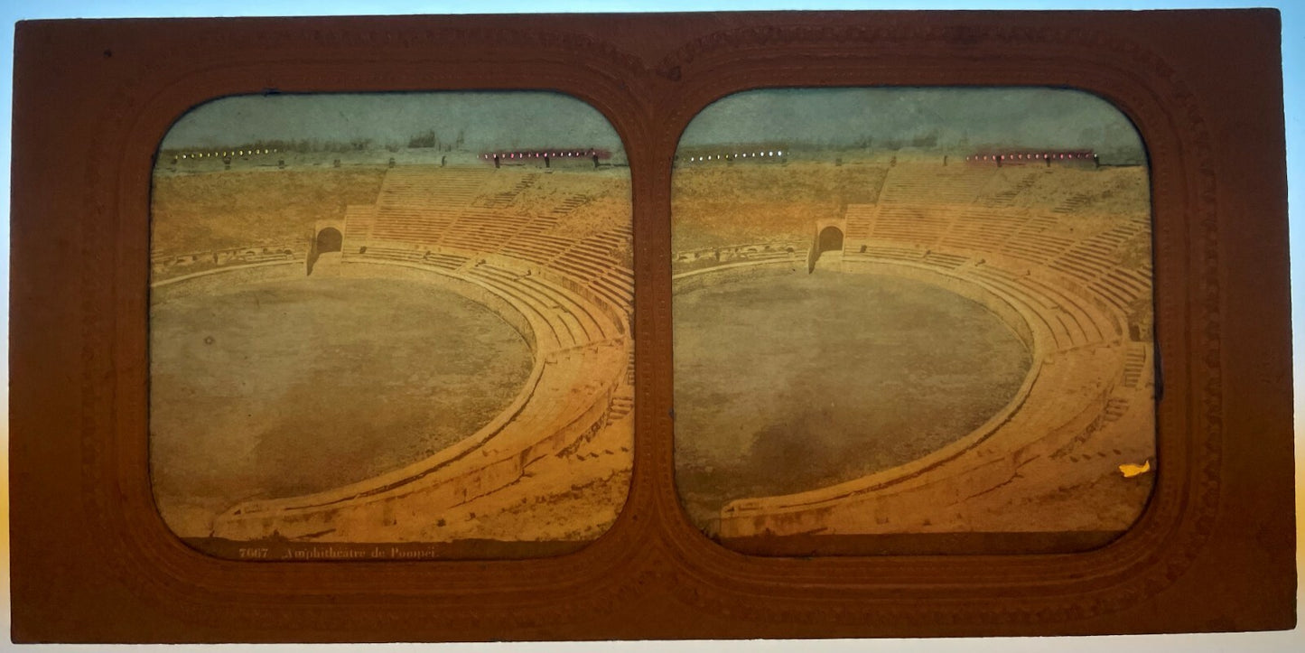 TISSUE STEREOVIEW OF POMPEII, ITALY AMPHITHEATRE RUINS