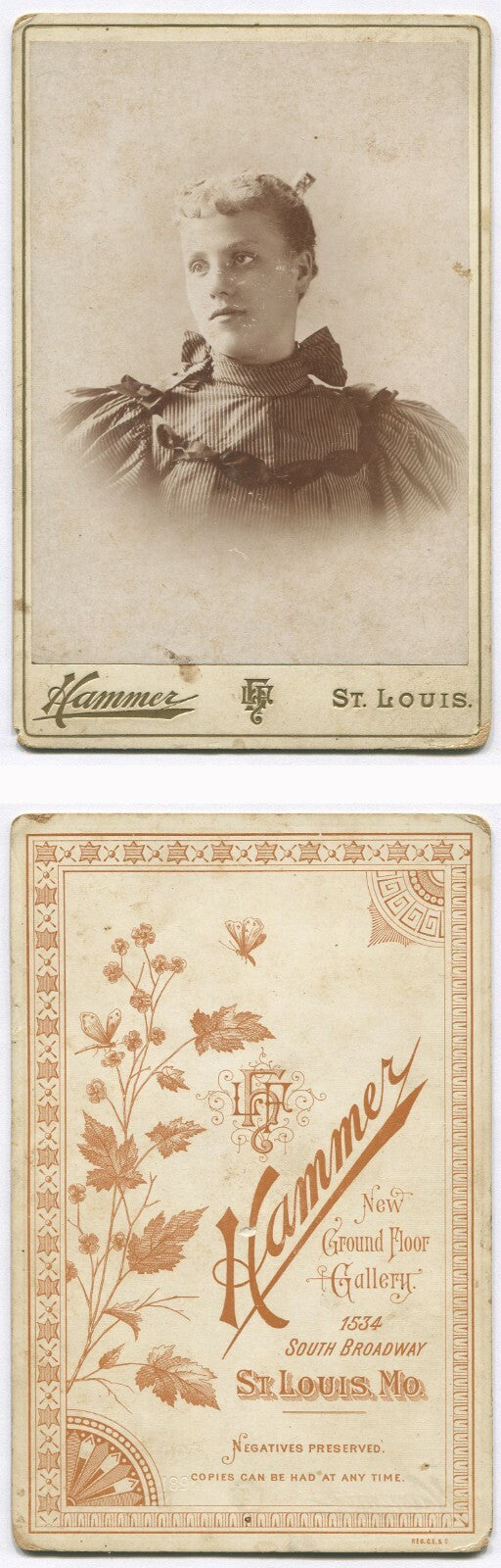 YOUNG WOMAN, STRIPED DRESS, ANTENNA VISIBLE ON HEAD SEARCHING FOR RECEPTION.