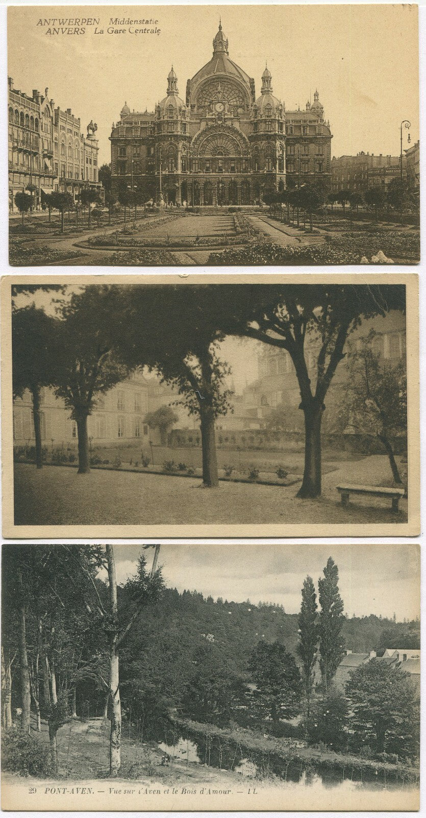 Vintage European Scenes Postcard Set - 10 Pack, Original Authentic Photo with Wear