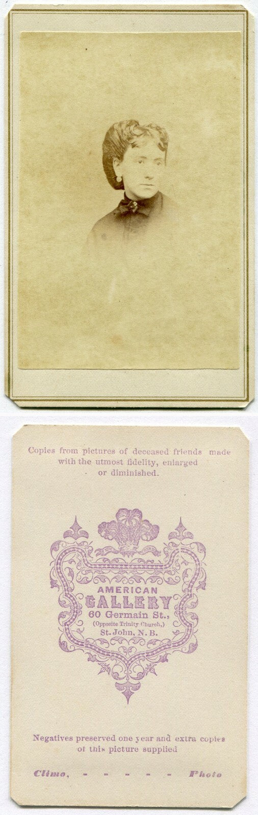 WOMAN W/FASCINATING HAIRSTYLE. CDV. ST. JOHN, NEW BRUNSWICK, CANADA.