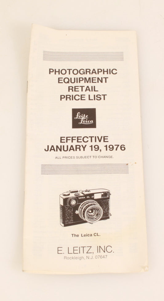 Vintage Leitz Leica Retail Price List Brochure - 1976