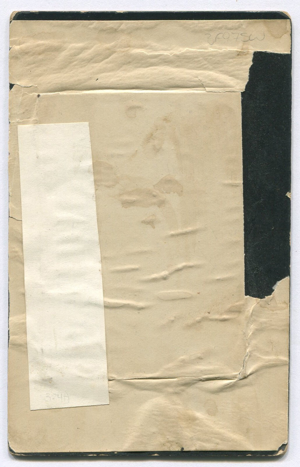 U.S. SOLDIER, FULL UNIFORM POSED IN FRONT OF STORE. TINTYPE IN PAPER MAT.