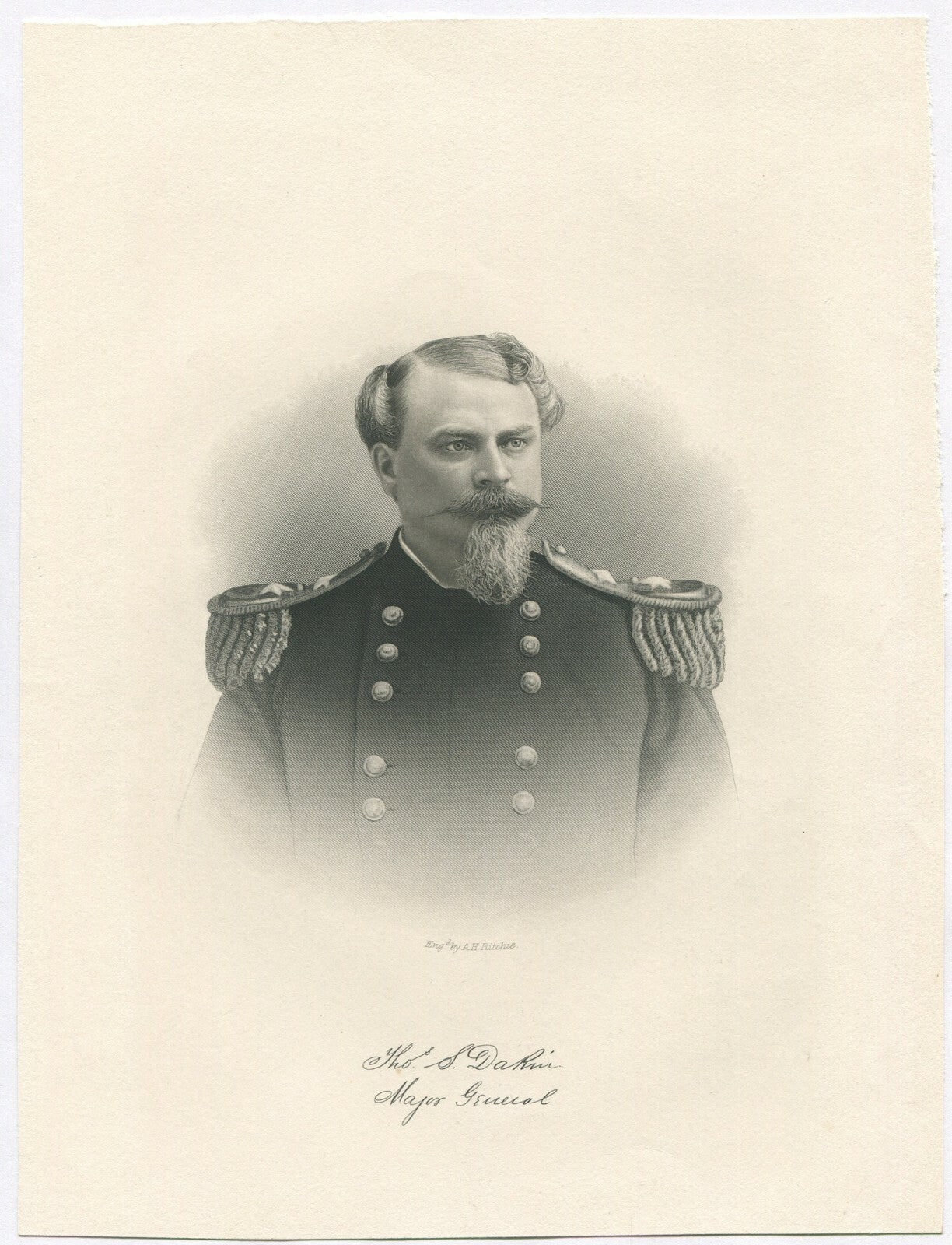 MAJ.GEN.THOMAS.S.DAKIN,USA. LITHOGRAPH 9.75X7.25 INCHES.