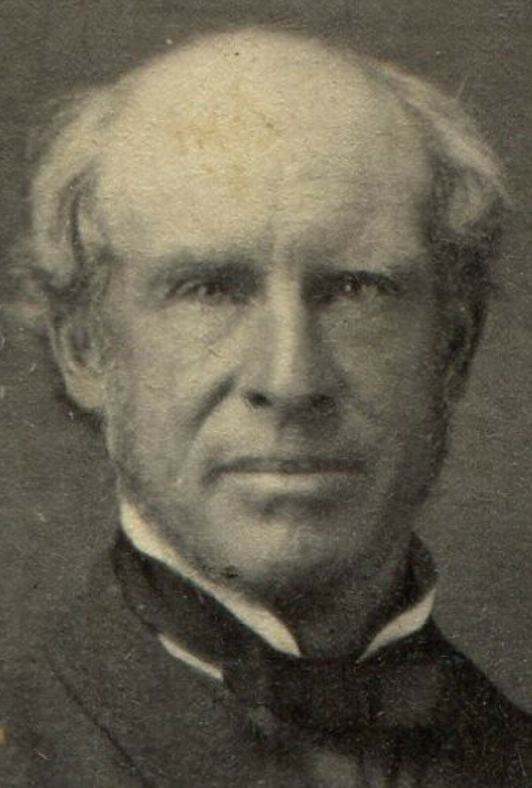 BALD MAN, LONG COAT, SEATED POSE. CDV.