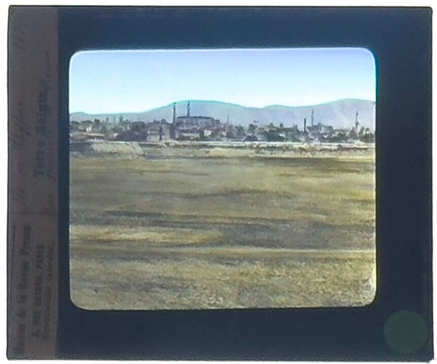 VINTAGE LANTERN SLIDE "Terre Sainte" 3.25X4IN