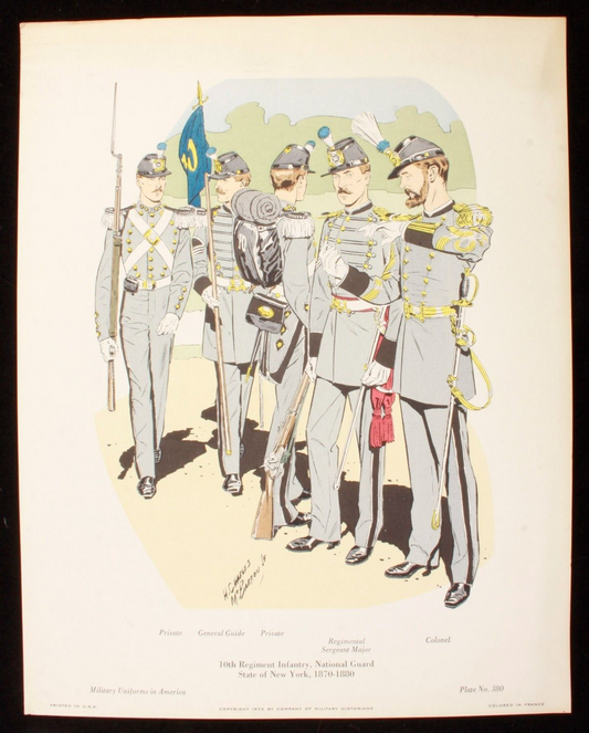 10th Regiment Infantry, National Guard State of NY 1870-1880 Illustration 11x14