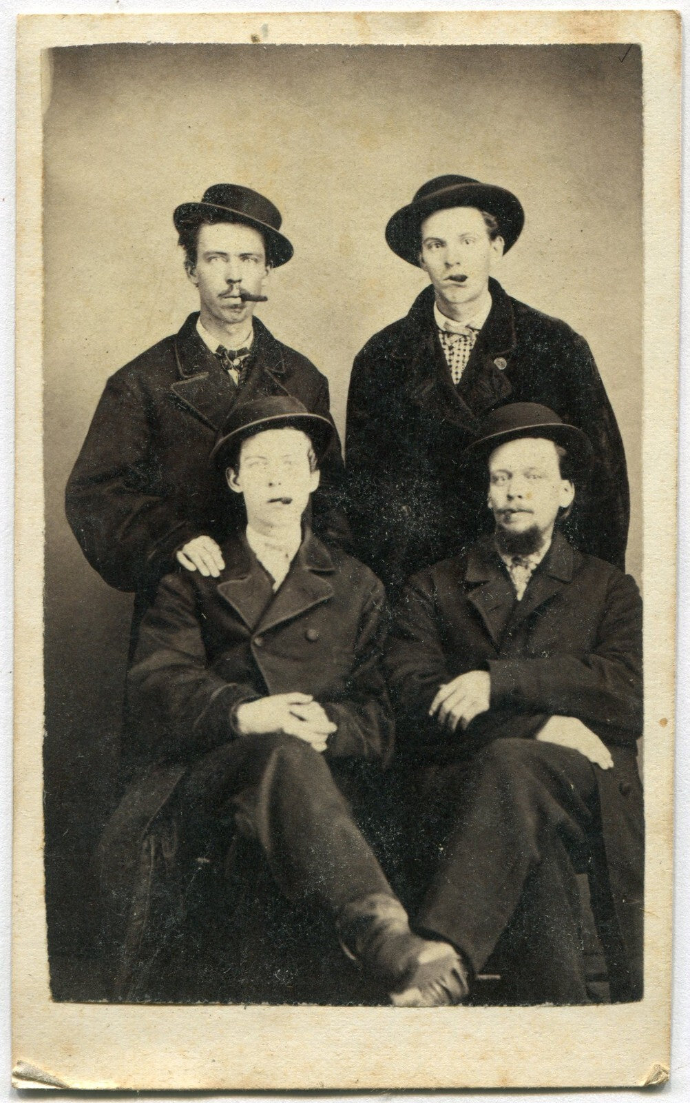 MEN IN HATS, SMOKING CIGARS. CDV.