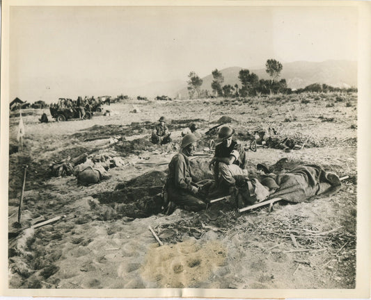 U.S. HOSPITAL CORPSMAN W/5TH ARMY DEAD AND DYING. ITALY, WWII. (8X10 REPRINT)