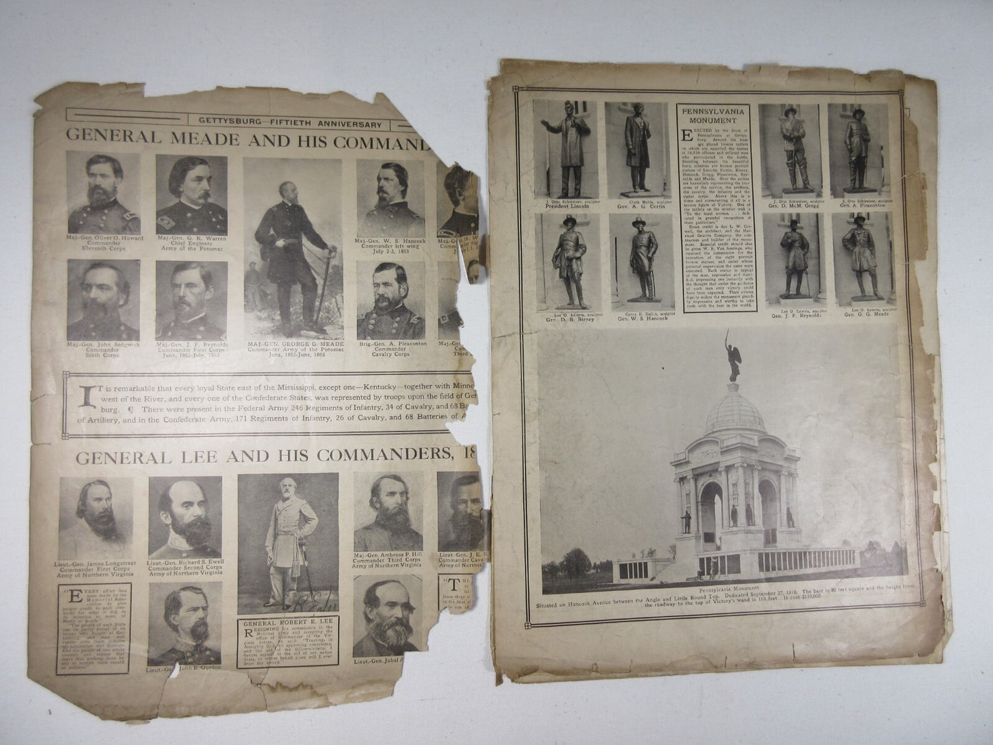 BATTLE OF GETTYSBURG. 1913 PUBLICATION. 10 PAGES, 14X10 INCH.