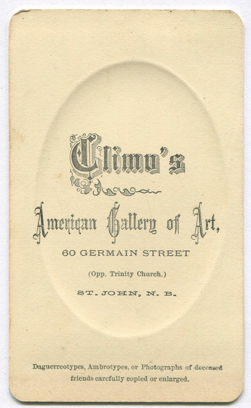 MAN W/HAUNTING STARE. CDV. ST. JOHN, NEW BRUNSWICK, CANADA. MAKER MARK ON CARD B