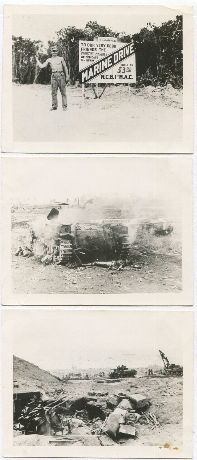 WWII BATTLEFIELD/PACIFIC ISLAND 10 SET B&W SNAPSHOTS. GRUESOME IMAGES OF WAR.