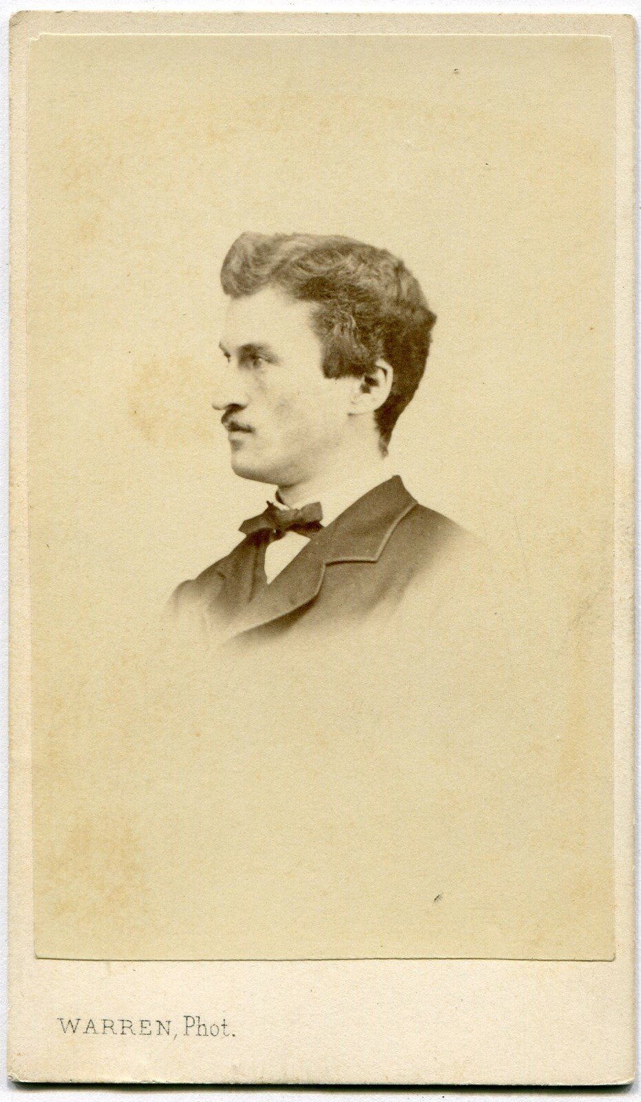 MAN W/GREAT HAIR. PROFILE POSE. CDV.CAMBRIDGE PORT, MASS.