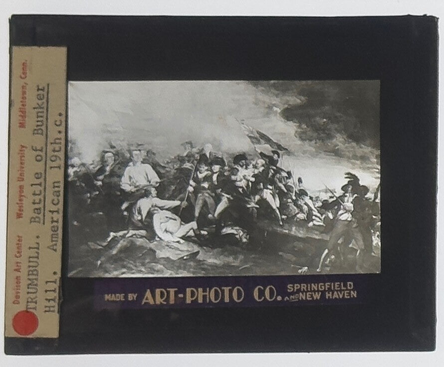 VINTAGE LANTERN SLIDE ���Battle of Bunker Hill��� 3.25X4IN