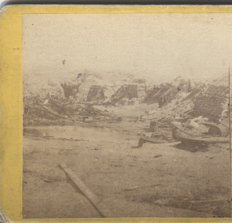 1860 CIVIL WAR STEREOVIEW OF FORT WAGNER - MORRIS ISLAND, SC