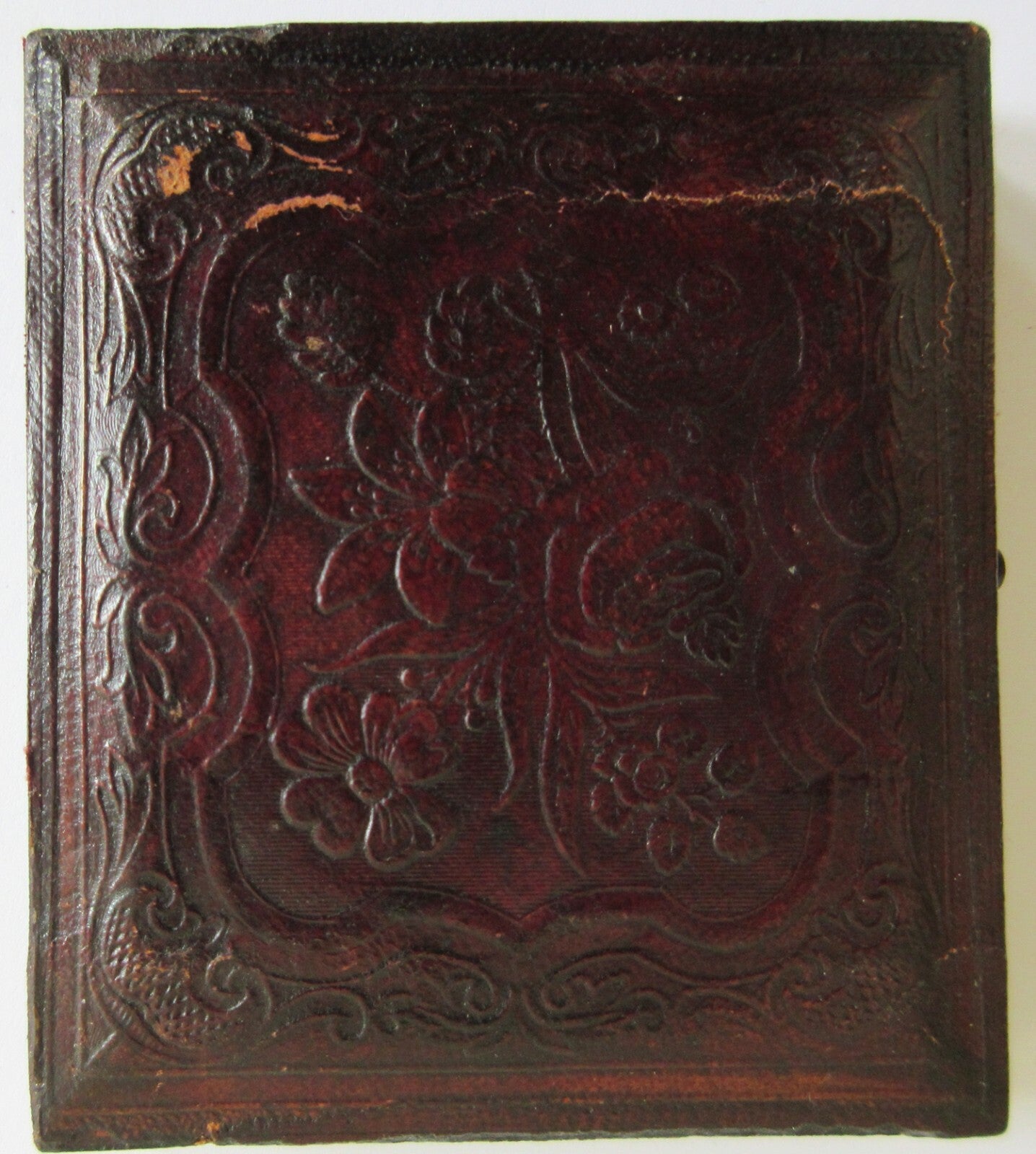 MAN, PIERCING EYES, PAINTED BACKGROUND. 6TH PLATE DAGUERREOTYPE, FULL CASE.