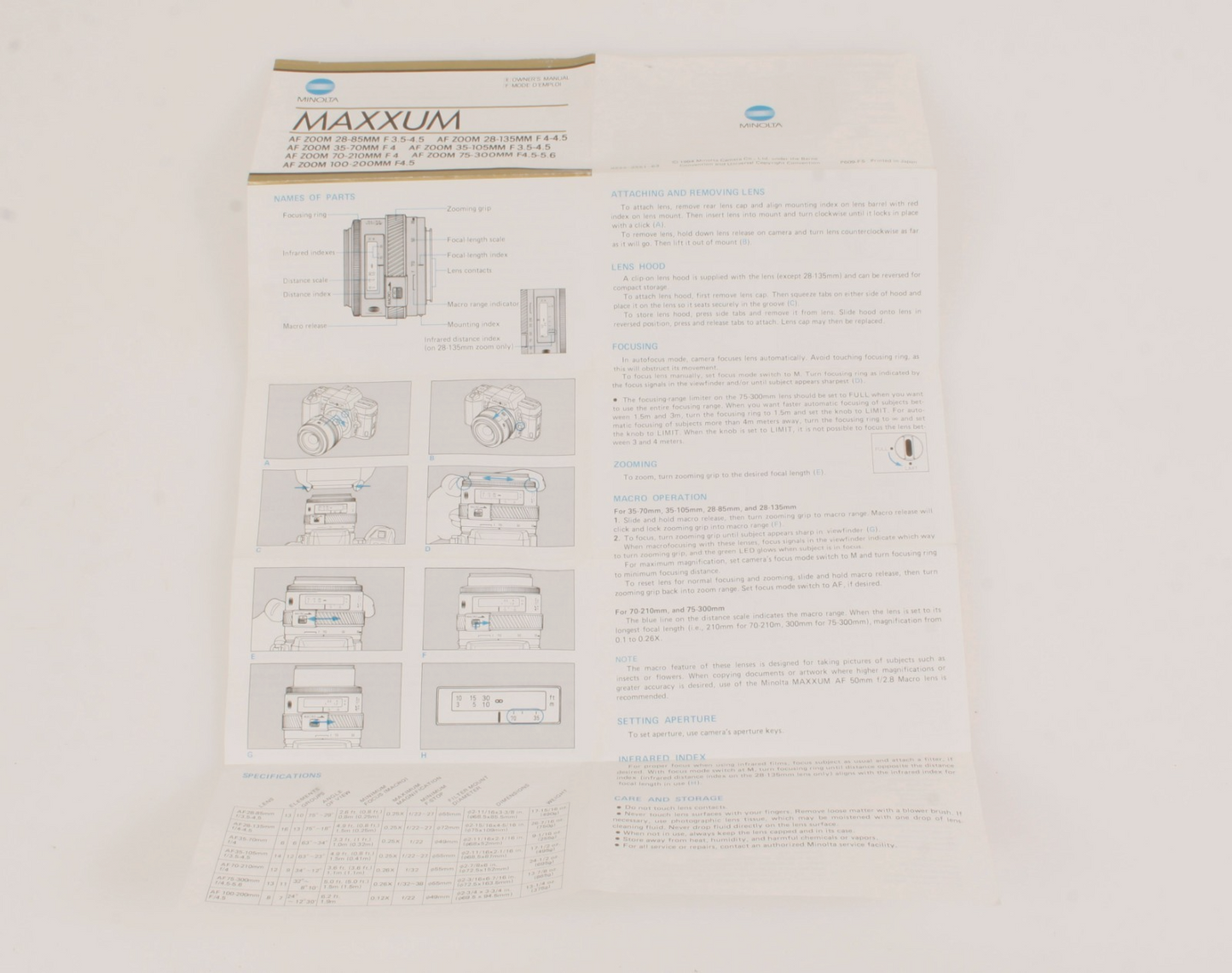 Minolta Maxxum Manual by Minolta Camera Co