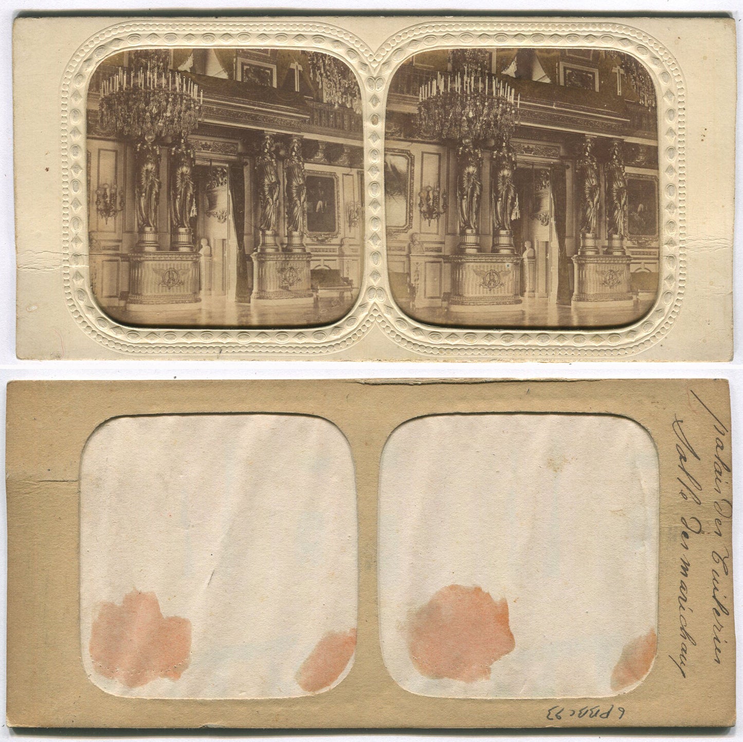 STEREOVIEW TISSUE. PALACE CHANDELIER AND INTERIOR.
