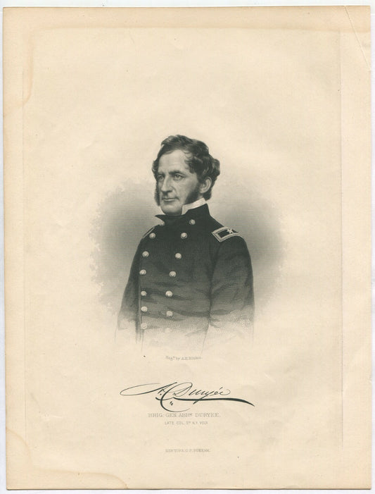 BRIG.GEN. ABRAM DURYEE, USA. LITHOGRAPH 10.5X8 INCHES.