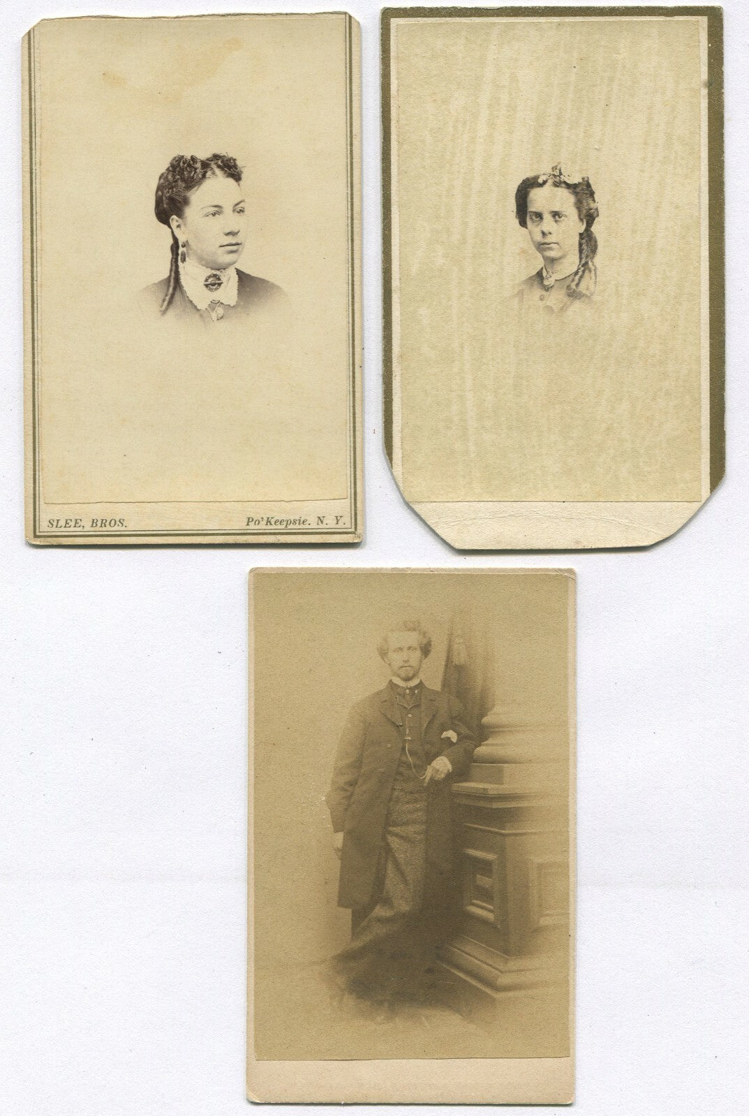 MAN, 2 WOMEN W/INTERESTING HAIRSTYLES. CDV 3 SET. N.Y.