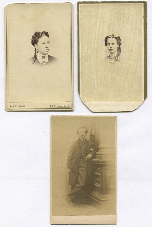 MAN, 2 WOMEN W/INTERESTING HAIRSTYLES. CDV 3 SET. N.Y.