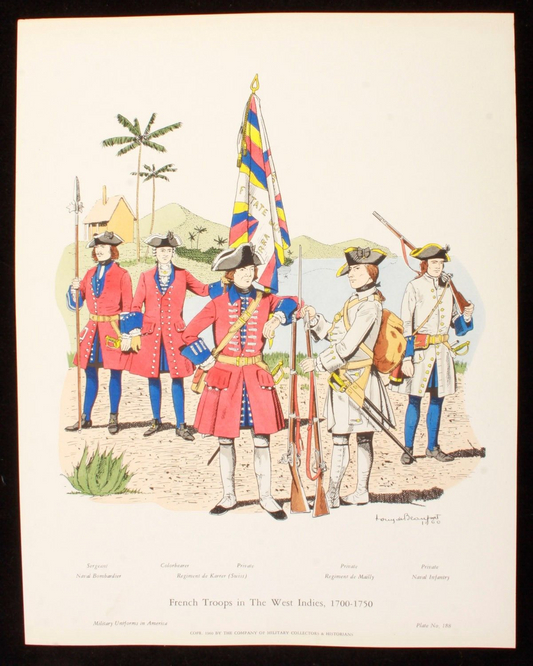 French Troops in The West Indies 1700-1750 Illustration 11x14