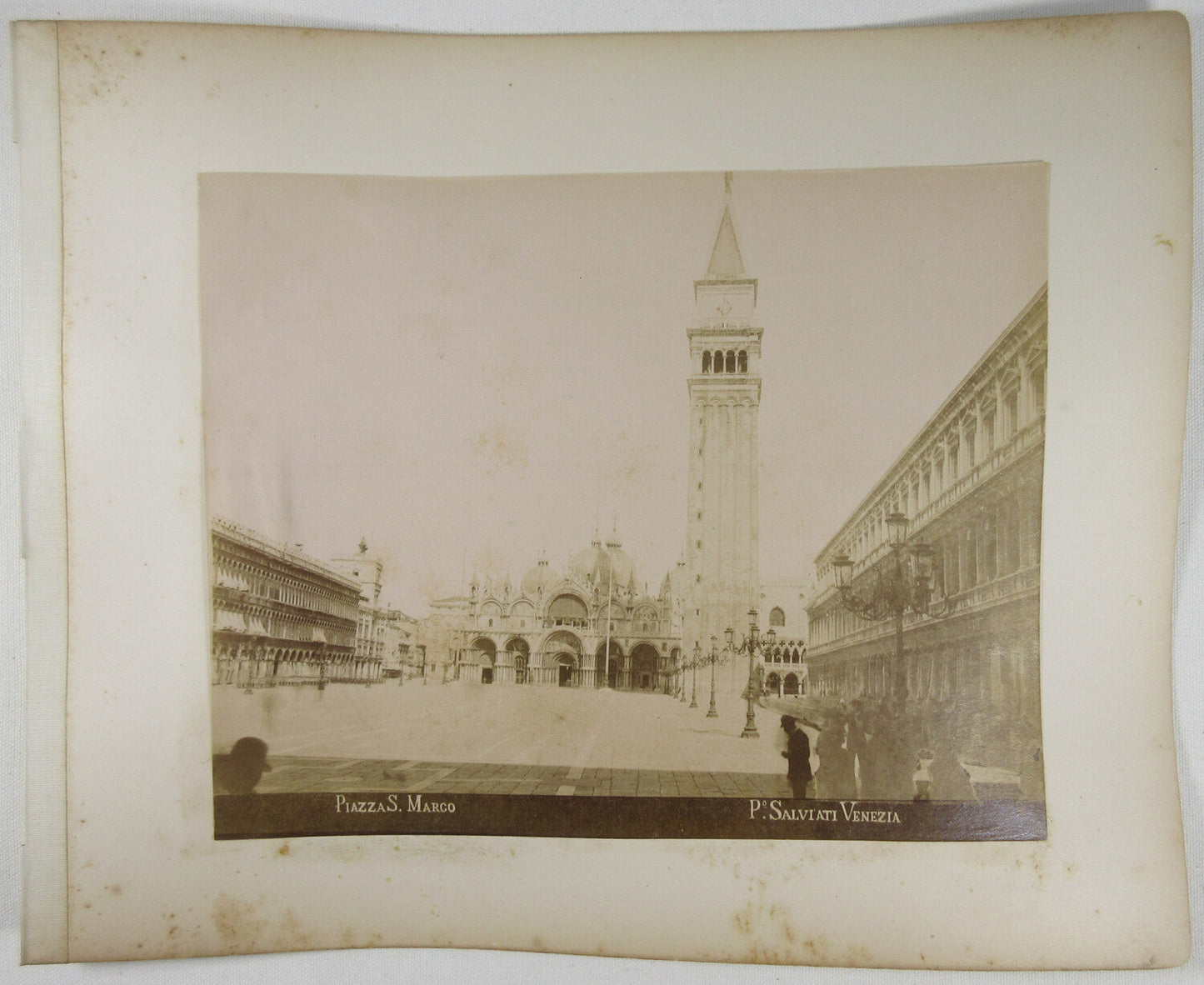 Vintage Piazza S. Marco Panorama 8x10 Albumen Photo on 11x13.5 Page - Original,