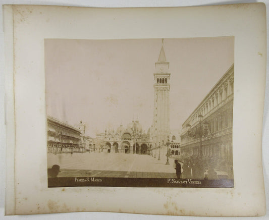 Vintage Piazza S. Marco Panorama 8x10 Albumen Photo on 11x13.5 Page - Original,
