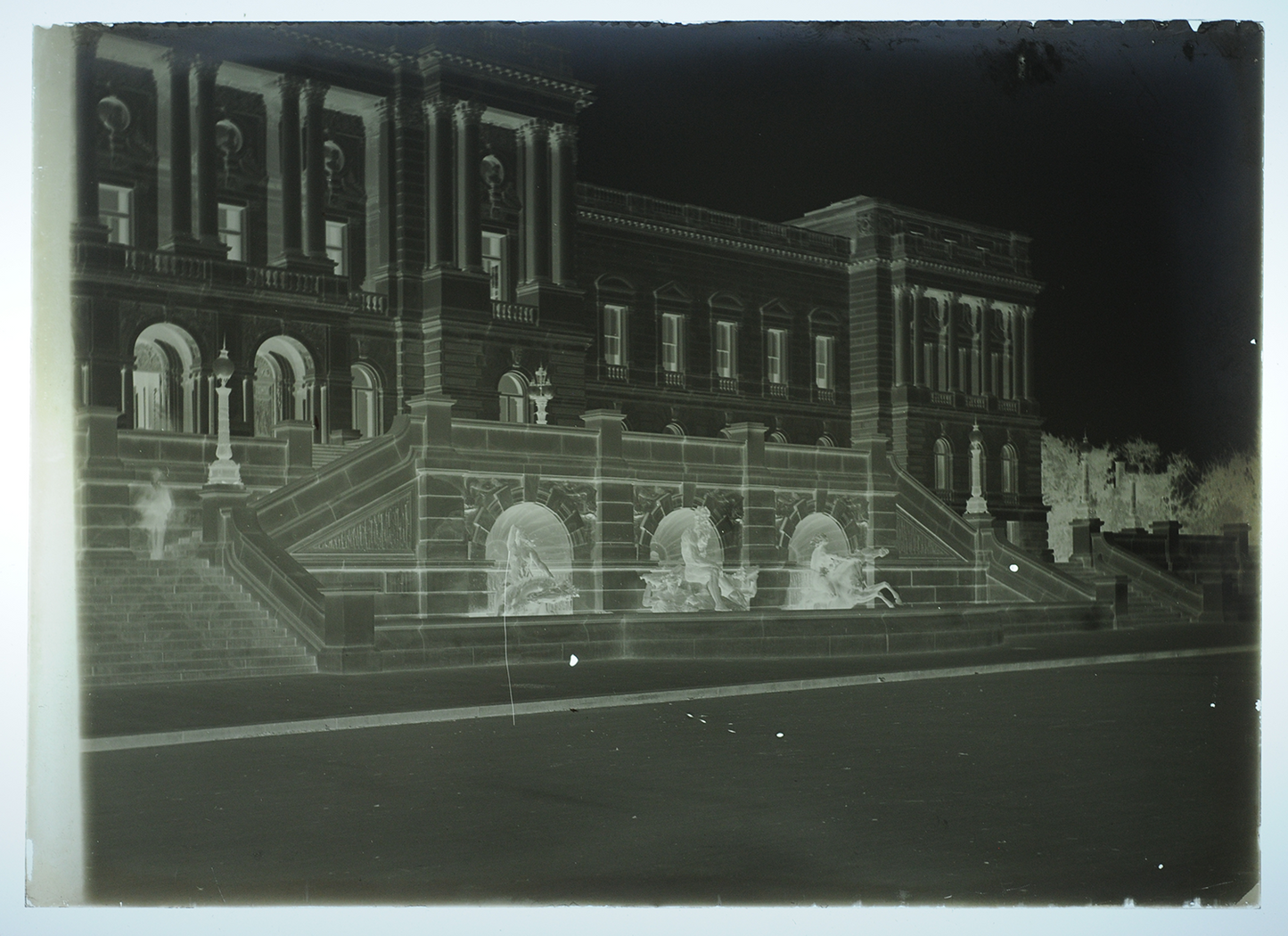 5x7 Glass Plate Negative 1920s Ornate Building Statues Vintage Photo Print