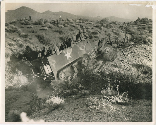 U.S. TROOPS IN ARMORED VEHICLE. WWII. (8X10 REPRINT)