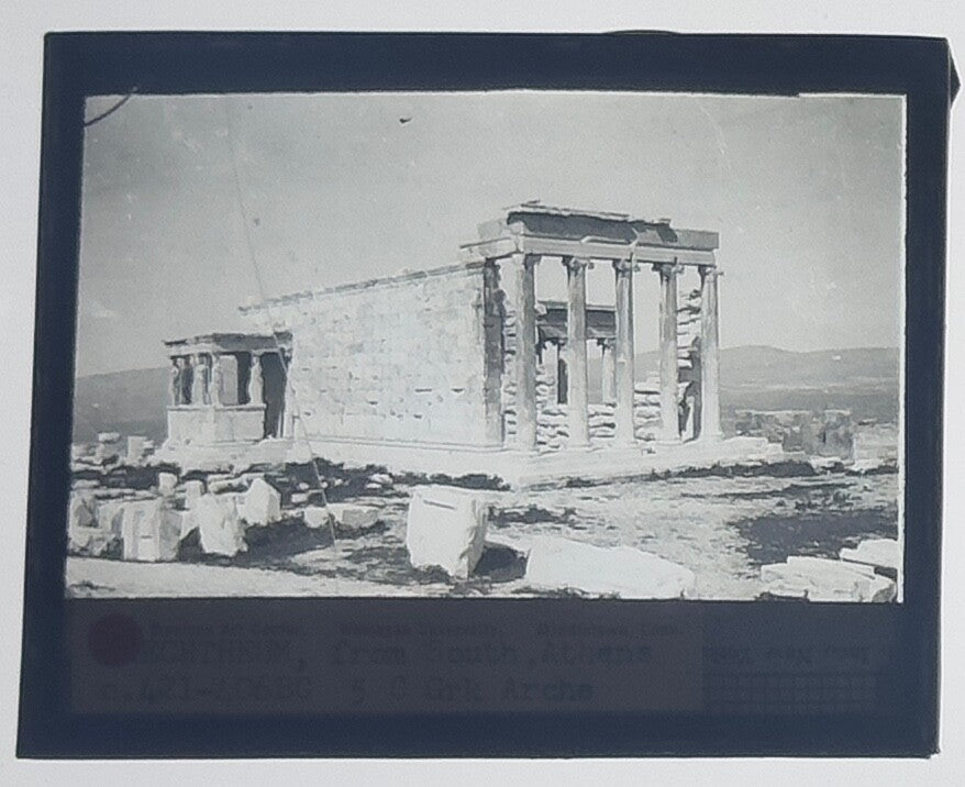 Vintage Lantern Slide Erechtheum From the South Athens 3.25x4 in